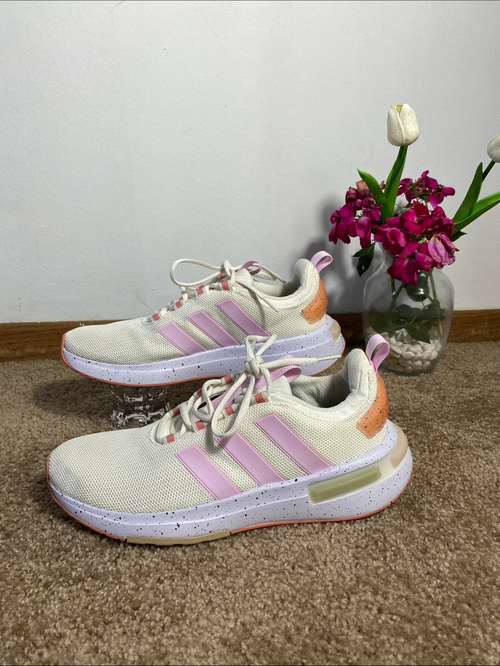 ADIDAS WOMEN'S RACER TR23 SHOES SNEAKER OFF WHITE ORCHID BEIGE SIZE 10 - Picture 4 of 11